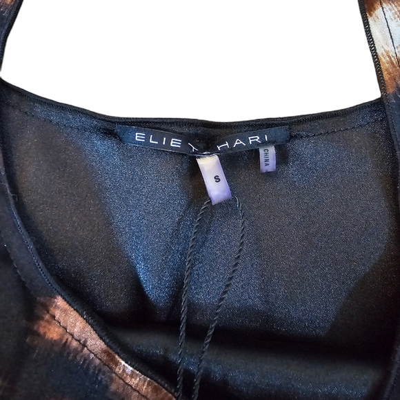 NWT Elie Tahari silk shell blouse gold brown and black size S - Picture 8 of 12